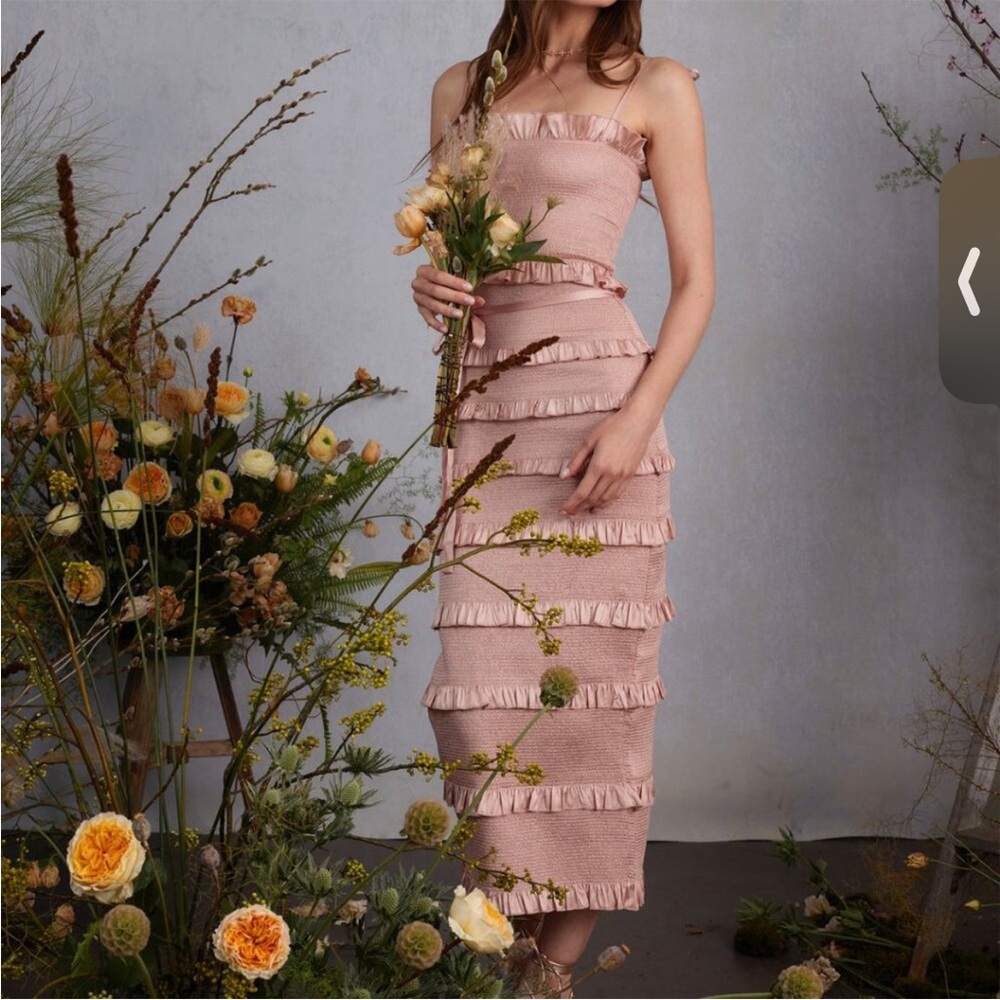 Anthropologie V. Chapman Lily Smocked Bodycon Midi Dress size 6